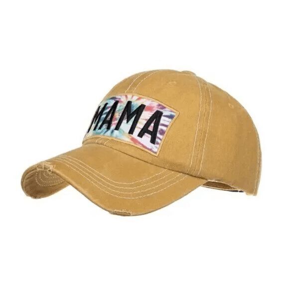 2/$30 Ladies Yellow Female Mama Tie Dye Baseball Cap - Picture 1 of 3